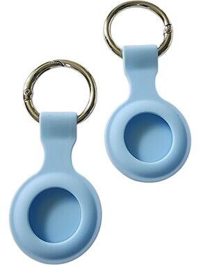 2pc Light Blue Silicone Keychain Airtag Holder